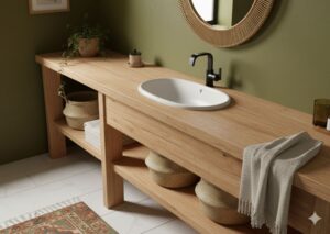 Luxier Matte Black Single Hole Bathroom Faucet with modern bohemian sink styling