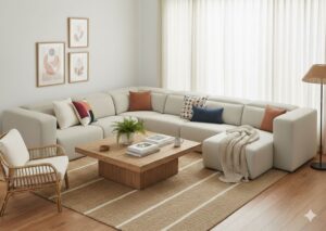 West Elm Leo Motion Sectional in Non-Motion Armless Single – perfect compact sofa for small spaces in modern boho living rooms.
