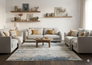 Abstract rug in muted earthy colors