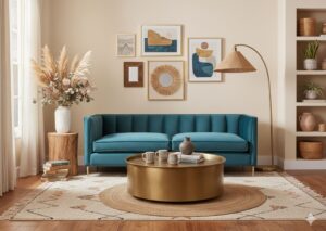Anthropologie Vienna Sofa in Dark Aqua – modular bohemian sofa for small living spaces.